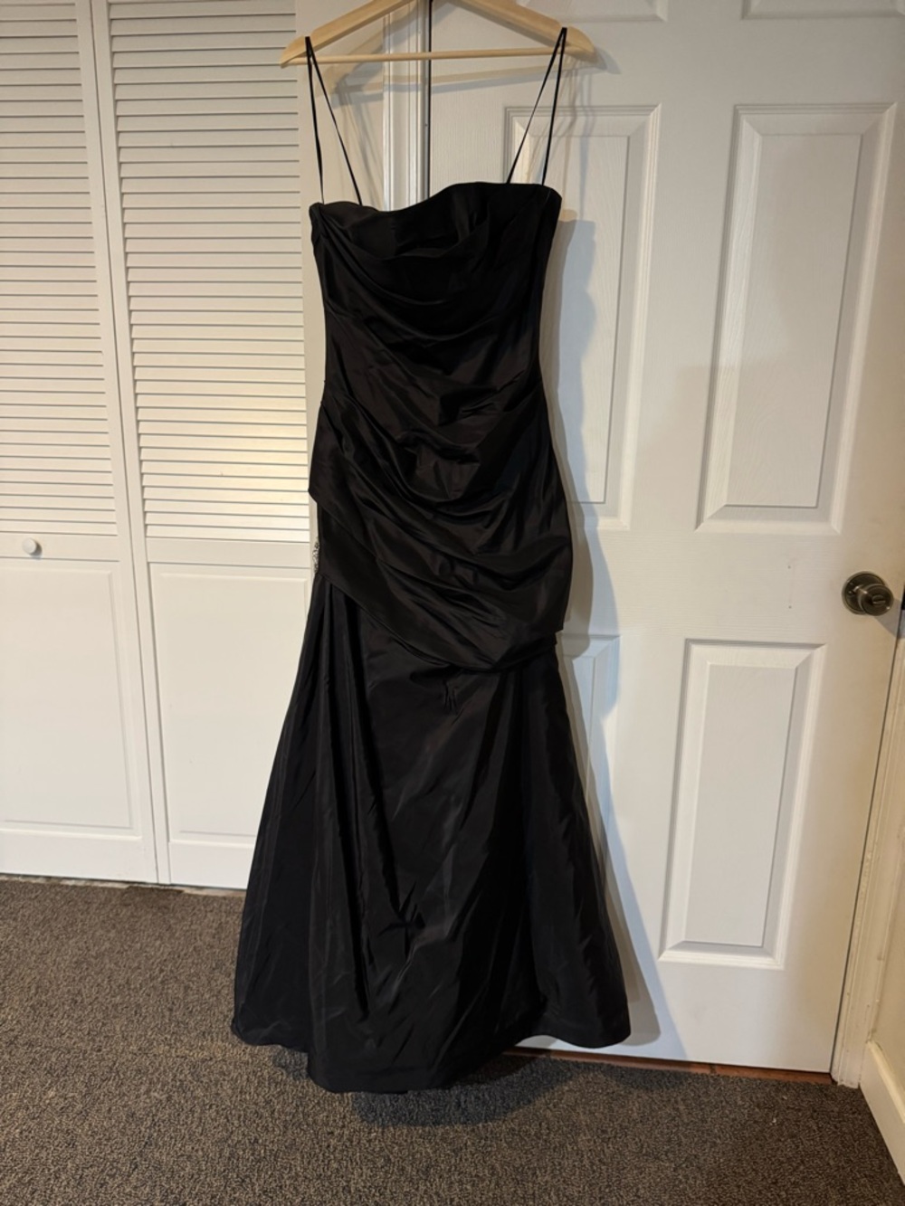Amsale Black Strapless Evening Gown with Spaghetti Straps - Picture 3 of 13